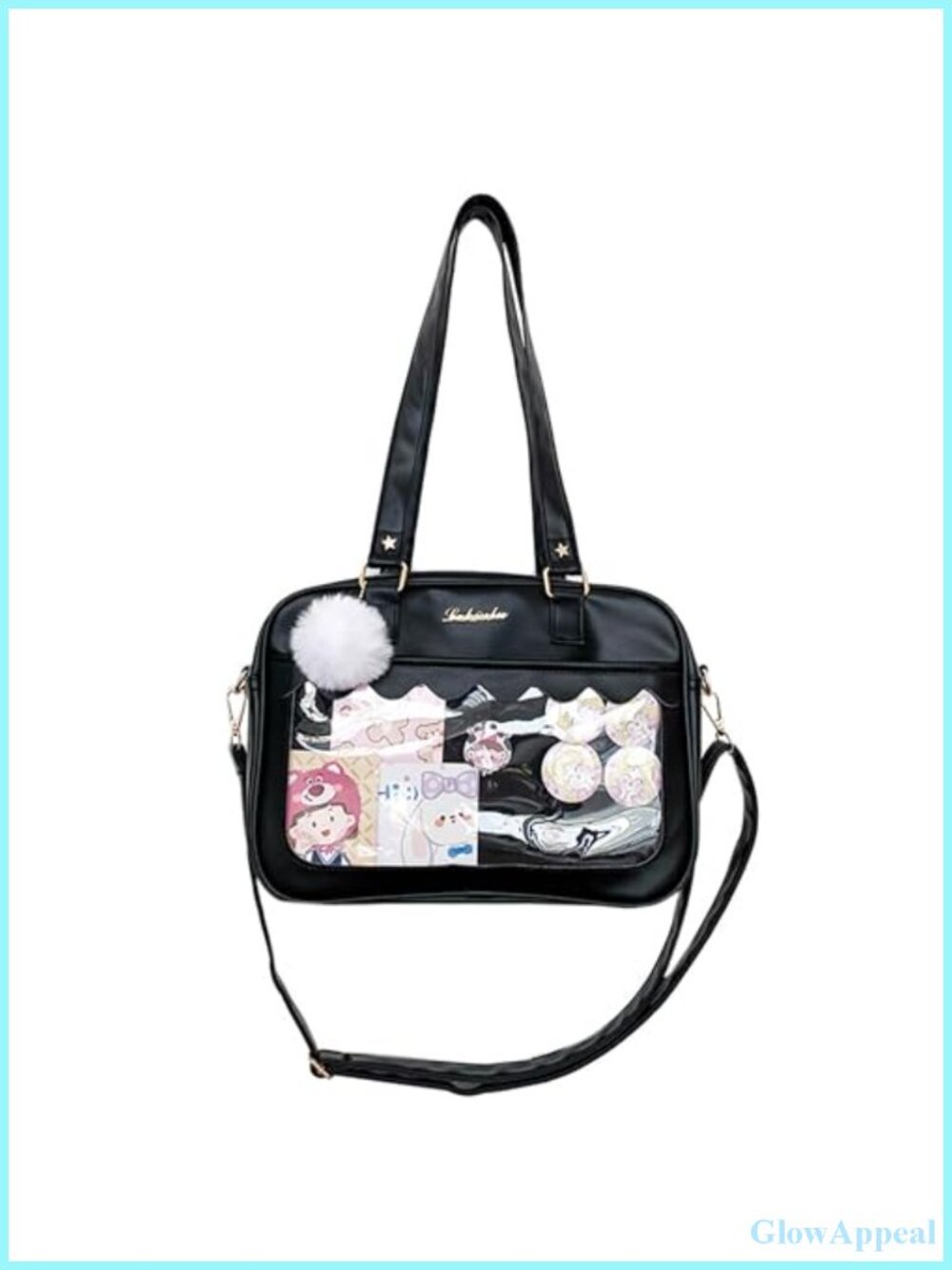 Ita Bag Crossbody PU Kawaii Pin Display Messenger Adjustable Strap